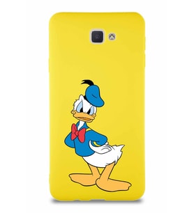 Samsung Galaxy J7 Prime Soft Premier Kapak Donald Duck-D Tasarımlı Silikon Kılıf - Sarı (Şeffaf)