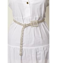 QL ACCESSORY Taşlı Kemer (Süet Krem)