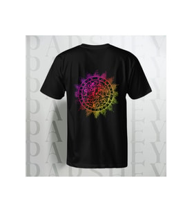 Unisex Yarım Kollu Bisiklet Yaka %100 Pamuk Rainbow Desenli Siyah Oversize T-shirt