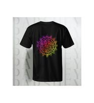 Unisex Yarım Kollu Bisiklet Yaka %100 Pamuk Rainbow Desenli Siyah Oversize T-shirt