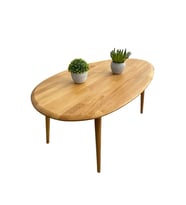 Fawdecor Asimetrik Masif Ahşap Modern İskandinav Oval Açık Meşe / Ceviz / Kestane / Antrasit Orta Sehpa (Açık Meşe)