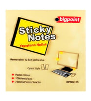 Bigpoint Yapışkanlı Not Kağıdı 75 mm x 75 mm Sarı 100 Yaprak (12 Li Paket)