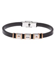 Erkek Rose Gold Detay Deri Bileklik
