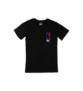 NBA Logolu  Cep Logo Tasarımlı Siyah Tişört