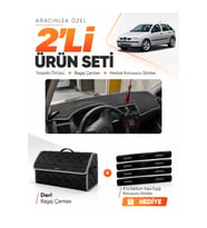e-biz SEAT IBIZA (1998-2001) Uyumlu Torpido Örtüsü + Deri Bagaj Çantası Seti - Siyah-Gri - SE002
