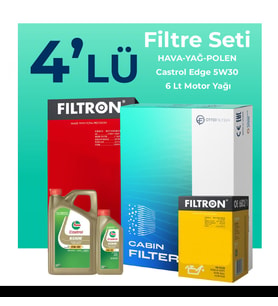 Filtron Mercedes C 200 EQ 184 HP Filtre Bakım Seti Castrol Motor Yağlı (2018-2023) 4 Lü