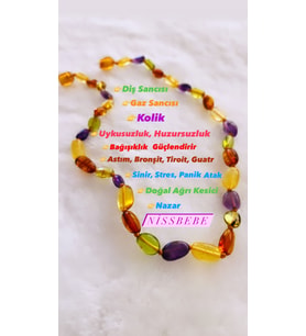 SERTİFİKALI ORİJİNAL KEHRİBAR BEBEK KOLYESİ 32-33 cm 0-4 YAŞ