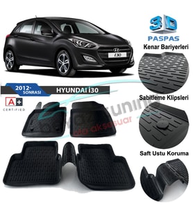 Hyundai İ30 Havuzlu 3D Paspas Niken Siyah 2013-2016