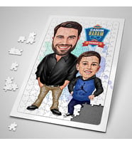 Şık Baba ve Oğlu Karikatürlü Puzzle