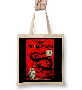 The Adventures Of Tintin The Blue Lotus Vintage Style Cover Bez Çanta Uzun Saplı