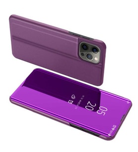 Apple iPhone 11 Pro Uyumlu Aynalı Kapaklı Lüx Kılıf (Mor)