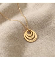 İç İçe Halka Tasarım 3 İsim Kolye 925K Gümüş (Gold)