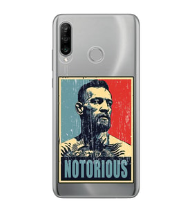 Huawei P30 Lite Uyumlu Conor Mcgregor Notorious Desenli Şeffaf Telefon Kılıfı