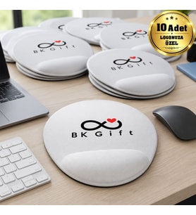 Logonuza Özel 10 Adet 20x22 cm Bilek Destekli Oval Kaymaz Tabanlı Mouse Pad