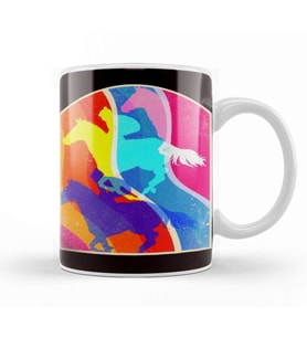 Colorful Equestrian Sport Horse Riding Horses Fan Horseshoe Kupa Bardak Porselen