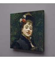 SİYAH ELBİSELİ FRANSIZ KADIN KANVAS TABLO 80x80cm (Karışık)