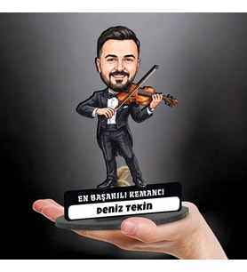 Kemancı Müzisyen Erkeğe Hediye Kişiye Özel Karikatürlü Biblo