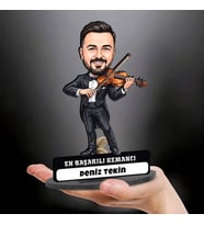 Kemancı Müzisyen Erkeğe Hediye Kişiye Özel Karikatürlü Biblo