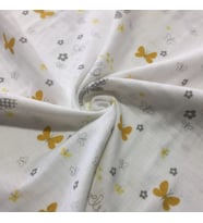 Müslin Örtü 85x100  Ağız Bezi Hediyeli ( 2 Adet ) (Beyaz-Sarı)