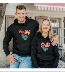 Sevgili Hoodieleri Çift Sevgili Kombinleri Couple Clothing 3 İplik Kapüşonlu Sweatshirt 2 Adet