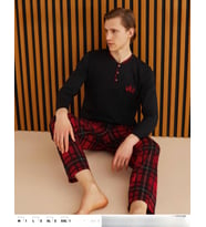 Pijamoni Erkek Süprem Uzun Kol İnce Pijama Takımı 6300 / 1 - 1 Adet (Siyah)