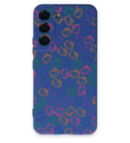 Samsung Galaxy S22 Uyumlu Lansman Kılıf Hello Kitty Tasarımlı İçi Kadife Kapak-Lacivert (Şeffaf)