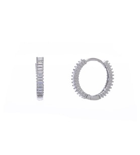 18 mm Halka Baget Taşlı 925 Ayar Gümüş Kadın Küpe