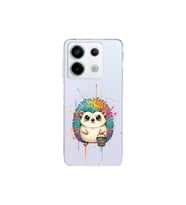Redmi Note 13 Pro 5G ile Uyumlu Splash Kirpi Tasarımlı Şeffaf Silikon Kılıf