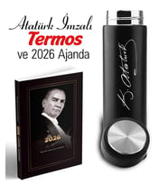 Atatürk İmza Baskılı Termos ve 2026 Atatürk Ajanda - Ayraç - Kartpostal