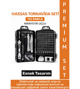 Premium Küçük Elektronik Tamirat Onarım Manyetik Uçlu Esnek Hassas Tornavida Seti 115 Parça