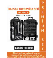 Premium Küçük Elektronik Tamirat Onarım Manyetik Uçlu Esnek Hassas Tornavida Seti 115 Parça