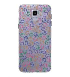 Samsung Galaxy J6 Kapak Hello Kitty Tasarımlı Şeffaf Silikon Kılıf