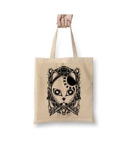 Tanjiro Kamado Engraving Demon Slayer Mask Dark Bez Çanta Uzun Saplı Alışveriş Çantası Plaj Çantası (Beyaz)