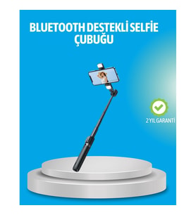 Mey İthalat® Bluetooth Işıklı Uzaktan Kumandalı Selfie Çubuğu – 130 cm Yükseklik