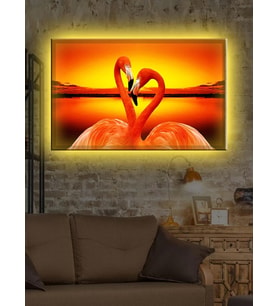 Led Işıklı Flamingo (harika Bir Hediyelik Tablo)