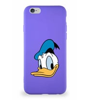 Apple iPhone 6 Soft Premier Kapak Donald Duck-B Tasarımlı Silikon Kılıf - Mor (Şeffaf)
