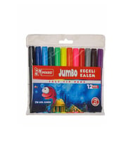 Jumbo Keçeli Kalem 12 Renk 1 Paket 12 li Jumbo Keçeli Kalem 1 Adet Su Bazlı Canlı Renkler