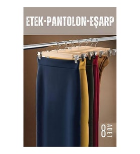 TransForMacion Etek Pantolon Eşarp Kıskaçlı Askı 8 Adet Ahşap 719305