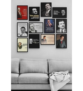 Muhsin Yazıcıoğlu 12 Parça Ahşap Mdf Tablo Zlltb287