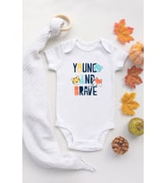 Organik %100 Pamuk Kısa Kollu Beyaz Young And Brave Bebek Body Bebek Badi Çıtçıtlı Zıbın