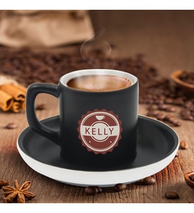 BK Gift Kişiye Özel Coffe Tasarımlı Siyah Renk Türk Kahvesi Fincanı-5, Arkadaşa Hediye, Sevgiliye Hediye, Yıl Dönümü Hediyesi
