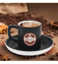 BK Gift Kişiye Özel Coffe Tasarımlı Siyah Renk Türk Kahvesi Fincanı-5, Arkadaşa Hediye, Sevgiliye Hediye, Yıl Dönümü Hediyesi