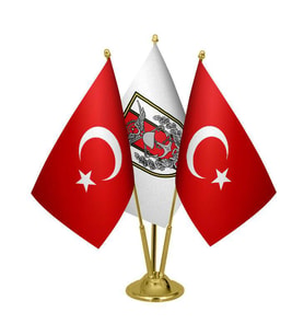Masa Üstü Türk Silahlı Kuvvetleri Bayrağı Türk Bayrağı Üçlü Pirinç Direk Masa Bayrak Seti