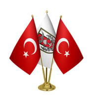 Masa Üstü Türk Silahlı Kuvvetleri Bayrağı Türk Bayrağı Üçlü Pirinç Direk Masa Bayrak Seti