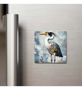 Heron - Balıkçıl - Güneş Gözlüklü Style - Buzdolap Magneti - 9x9 Cm