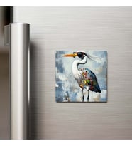 Heron - Balıkçıl - Güneş Gözlüklü Style - Buzdolap Magneti - 9x9 Cm