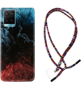 Vivo Y11S Y21S Y20 Y20S Y70 Kılıf Boyun Asklı Rasta Silikon Red Blue Black Abstact 1386