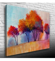 Sonbaharda Kızıla Çalan Ağaçlar Yağlıboya Kanvas Tablo 50 x 70