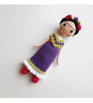 Elchandmade Amigurumi Örgü Mor Elbiseli Frida Kahlo Bebek