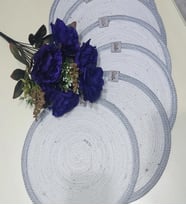 STELLABYBURAK AMERİKAN SERVİS 6 ADET BEYAZ-GRİ KALIN MAKROME SUPLA TAKIMI ÖRME RUNNER SUNUM ÇEYİZ TABAK ALTLIĞI 30 CM